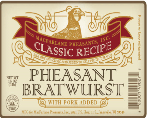 Pheasant Classic Recipe Bratwurst