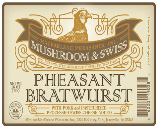 Mushroom and Swiss Pheasant Sausage